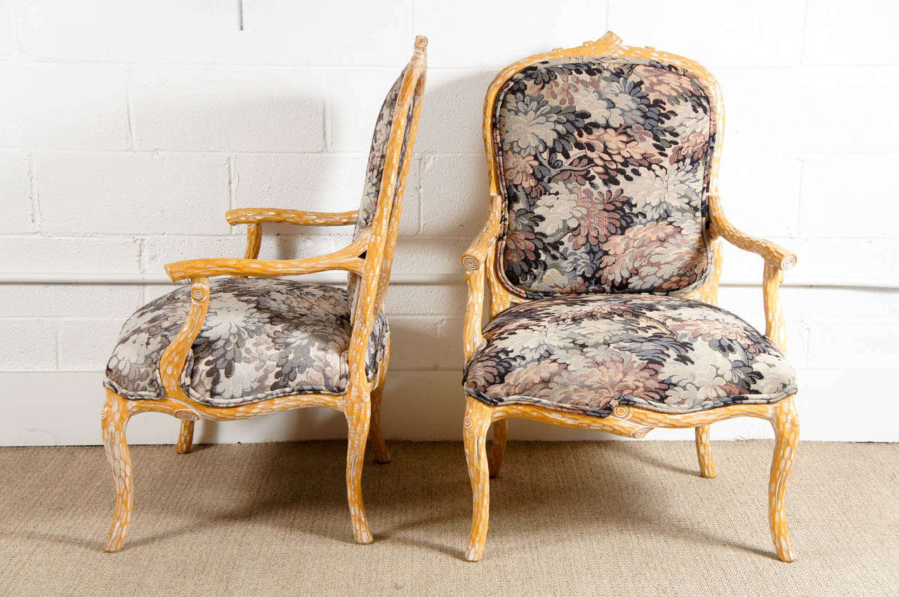 American A Pair of Faux Bois Arm Chairs