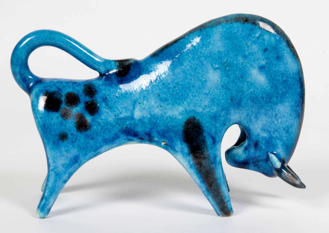 Mid-20th Century Guido Gambone/Italian Blue Glazed Pottery 