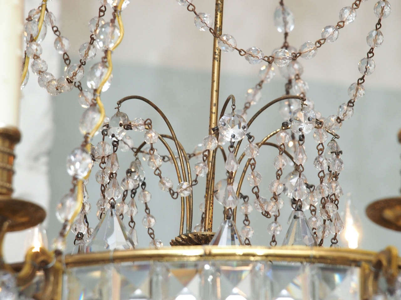 Swedish Bronze and Crystal chandelier 1