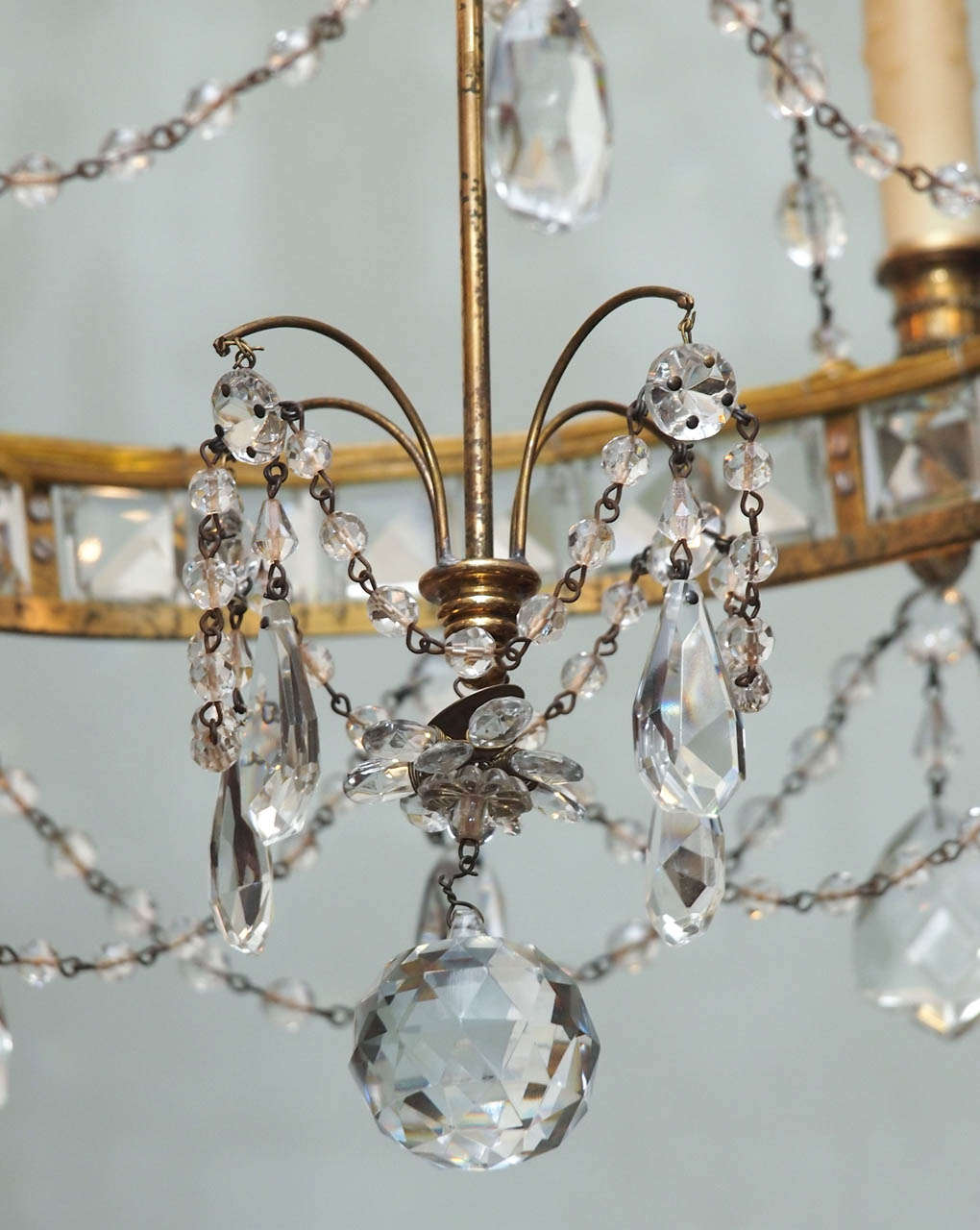 Swedish Bronze and Crystal chandelier 2