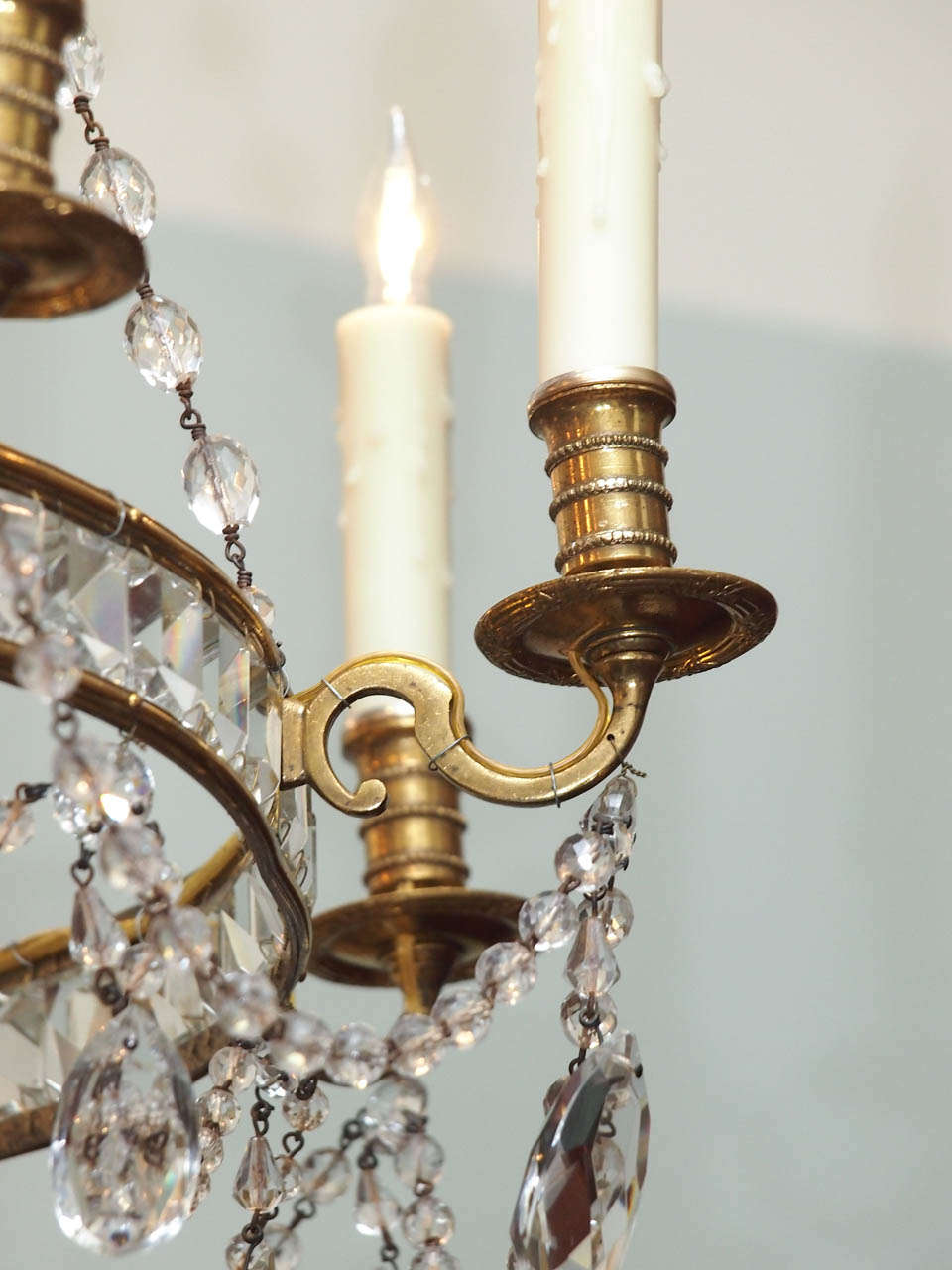 Swedish Bronze and Crystal chandelier 3