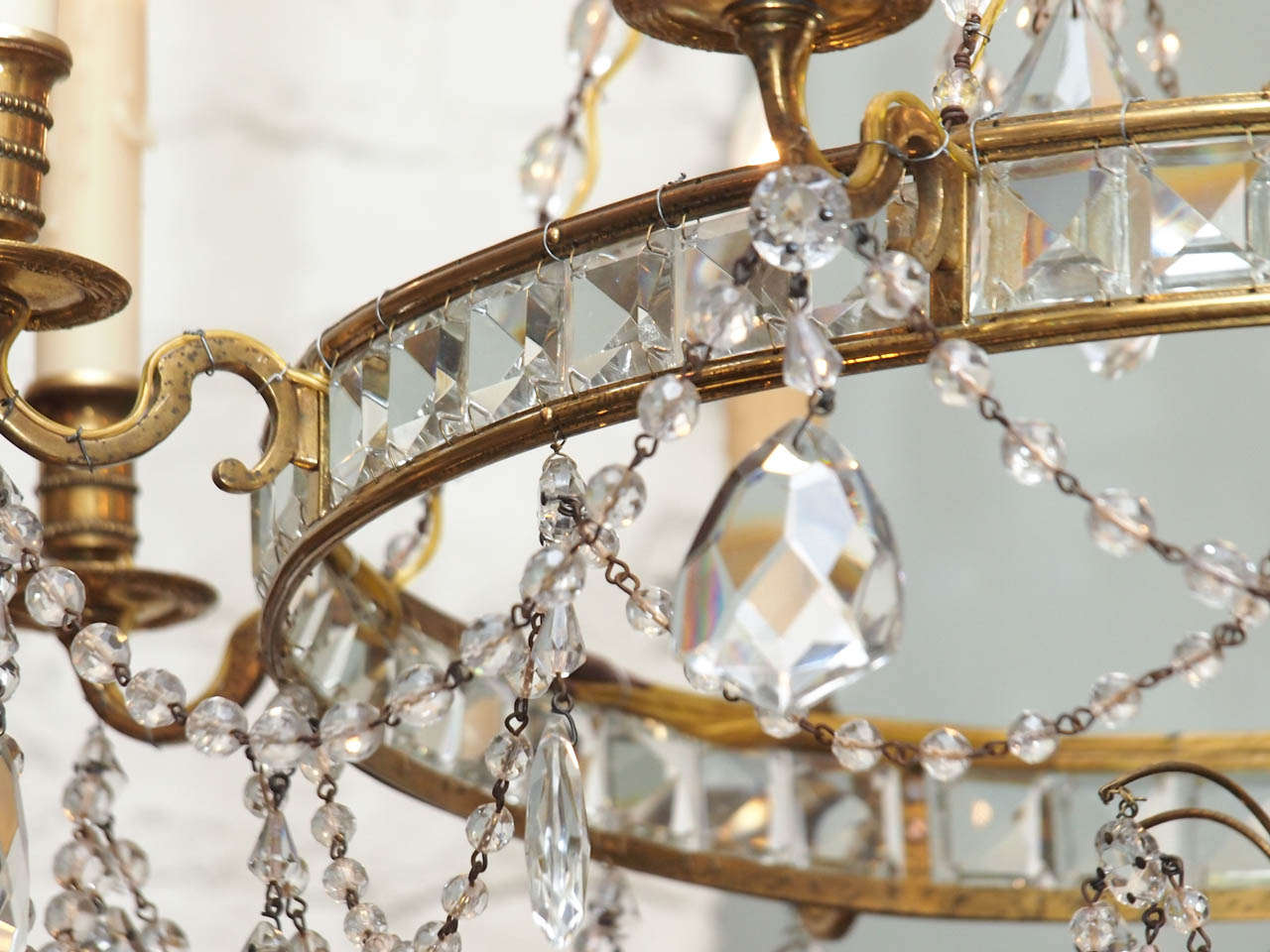 Swedish Bronze and Crystal chandelier 4