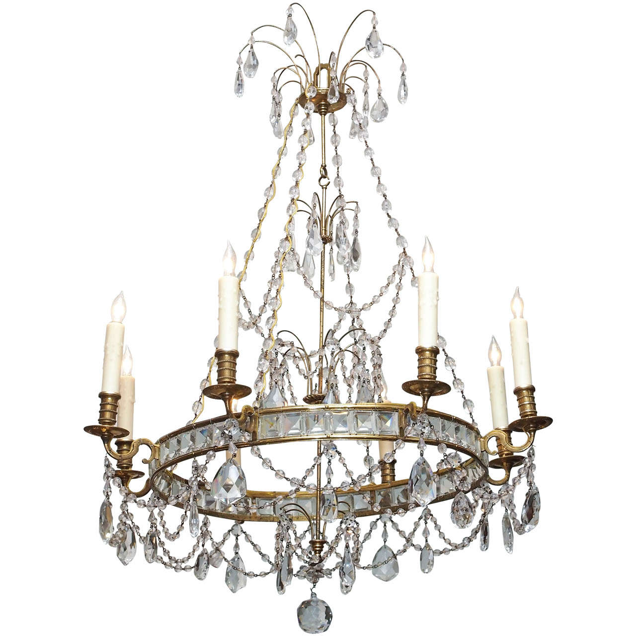 Swedish Bronze and Crystal chandelier at 1stdibs