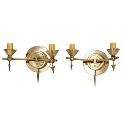 Pair of French Brass Arrows Sconces in the Manner of Maison Jansen