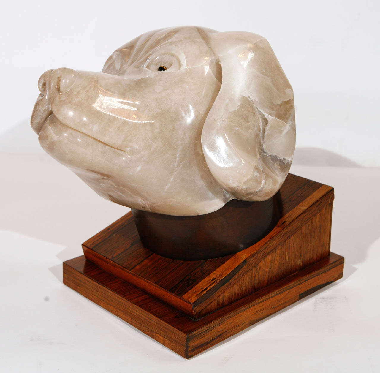 Mid-Century Modern Onyx Dog Sculpture by Albert Seltzer