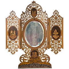 A late 19th Century Italian Sorrento Table Mirror
