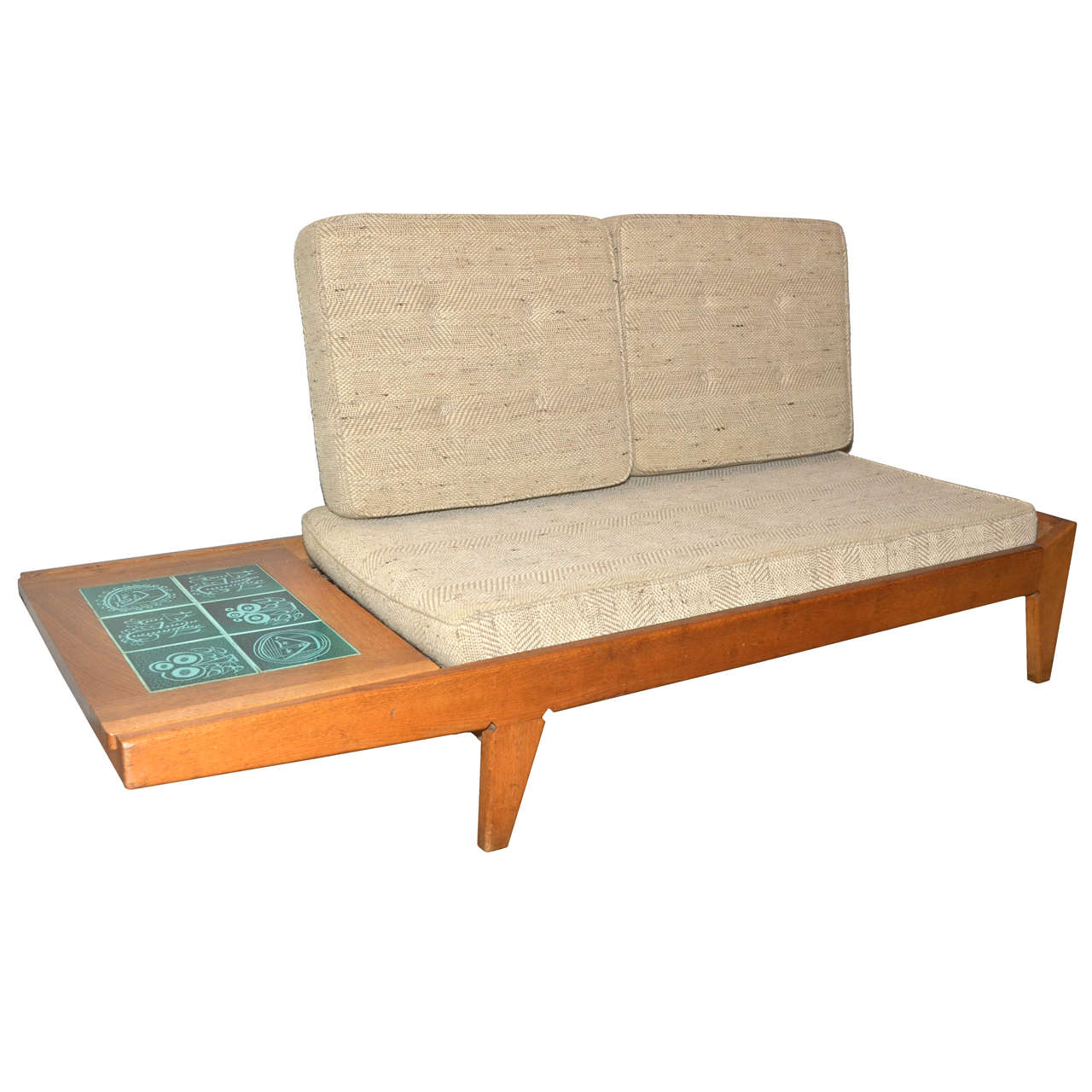 1950-1950's Guillerme et Chambron Bench Sofa and Daybed For Sale