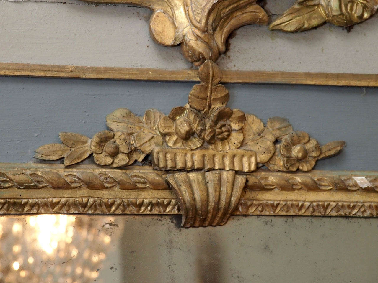 19th Century Louis XVI  Trumeau Mirror In Fair Condition In New Orleans, LA