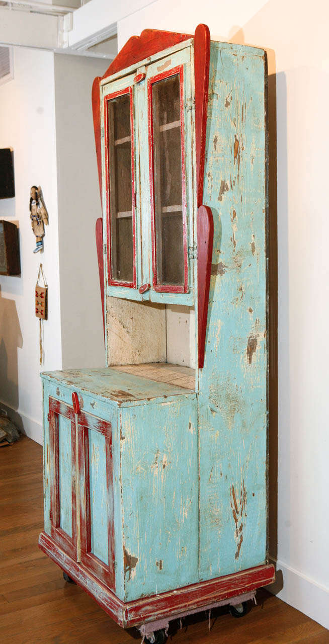 Folk Art Painted New Mexican Trastero 'Cupboard/Cabinet, ' circa 1890-1910