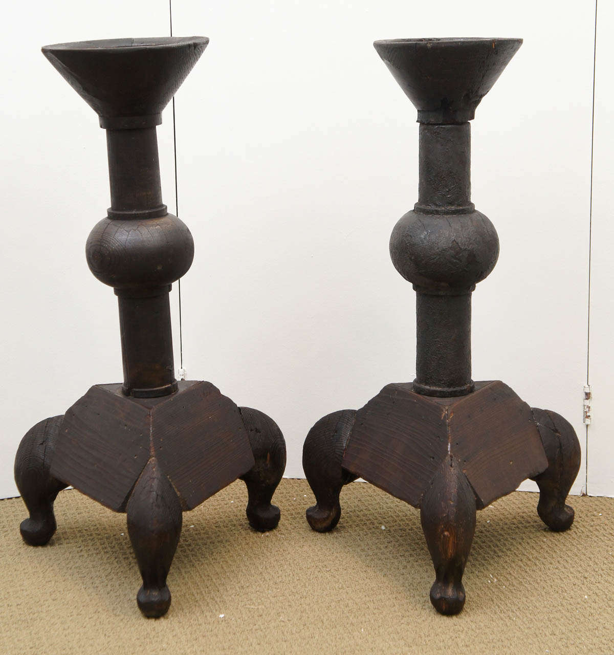 Late 19th / Early 20th C. African Wood Candle Holders