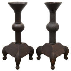 Antique Late 19th / Early 20th C. African Wood Candle Holders