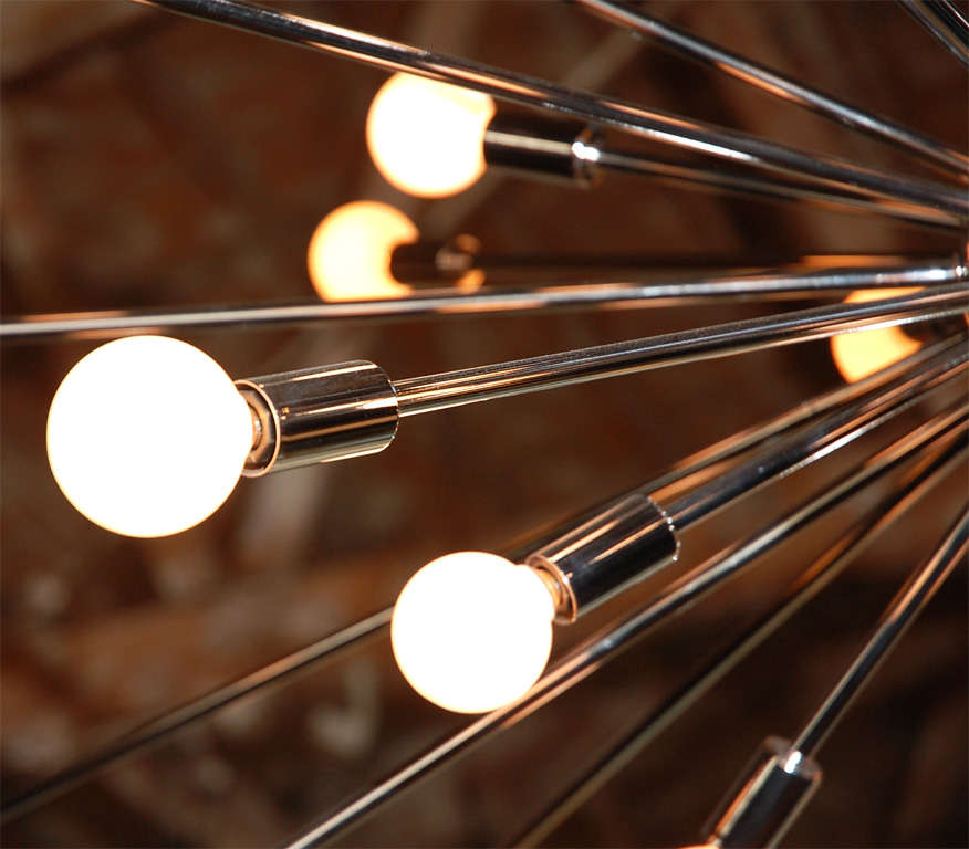 Mid-Century Modern 36 Lights Chrome Sputnik Light Fixture For Sale