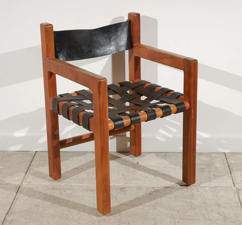 Pair of  Northern CA handmade leather strapped chairs