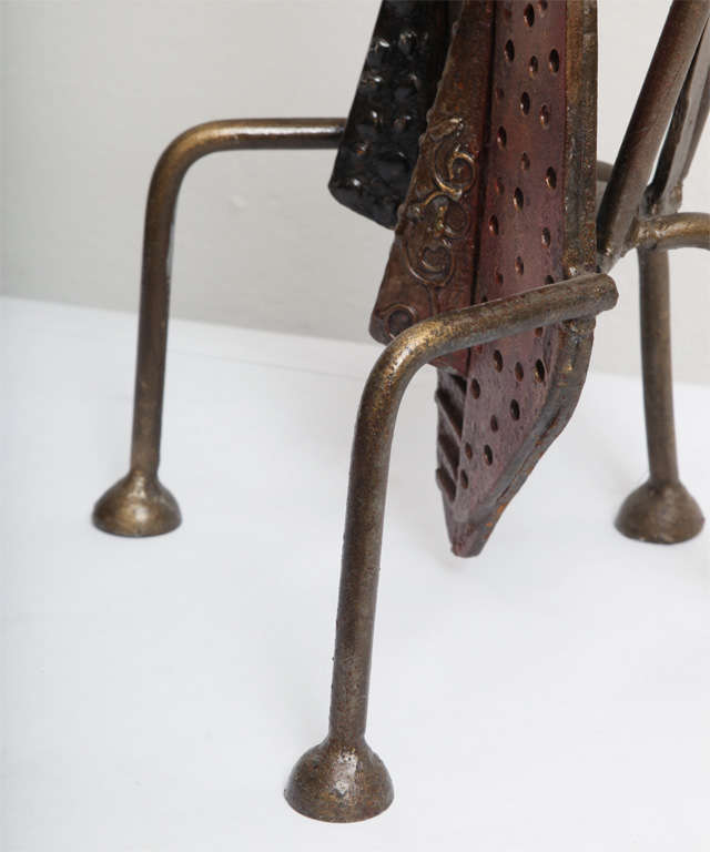 Handcrafted Iron Sculptural Table Lamp of Cat on Chair 1