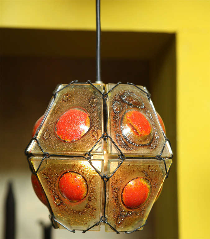 1950s Modernist Art Glass Ceiling Fixture In Excellent Condition In New York, NY