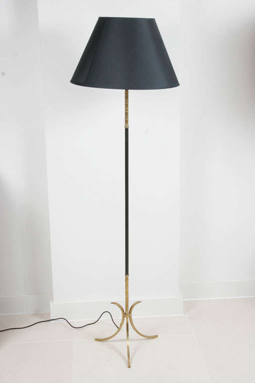 Brass and Black Metal Floor Lamp