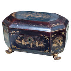 19th Century Chinese Export Lacquer Tea Caddy