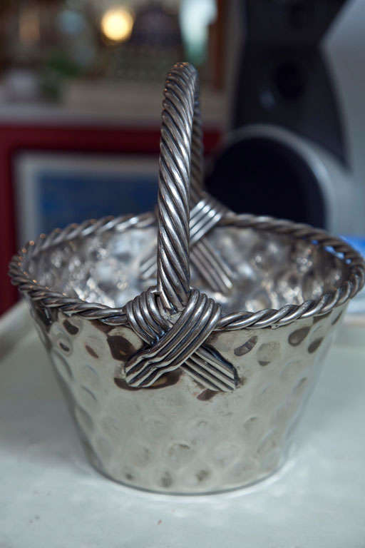 Panier échantillonné français vintage en métal argenté en vente 1