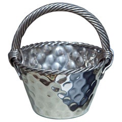 Vintage French Silver Plated Dimpled Basket