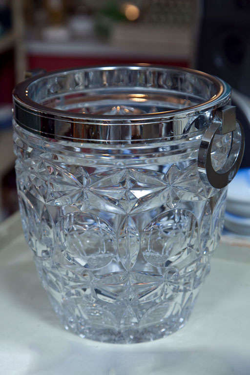 Beautifully patterned cut crystal ice or Champagne bucket. 
Stamped MADE IN FRANCE