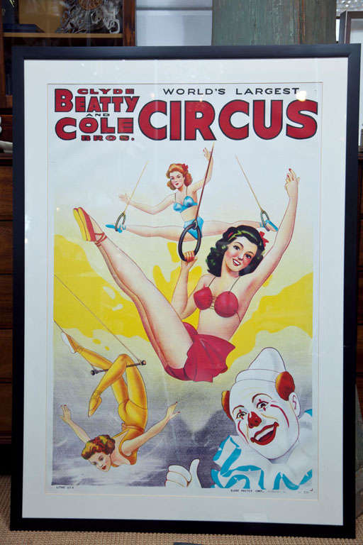 Campy 1950's Framed Beatty & Cole Circus Poster 3