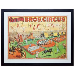 Whimsical and Bright Framed Original 1950s Circus Poster