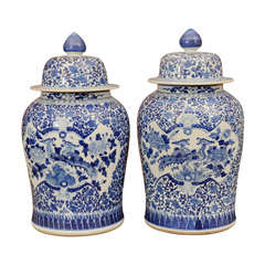 Antique Large blue and white jars