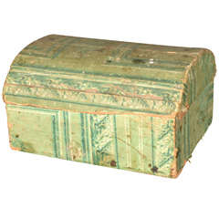 18th C. Green wallpapered dowry box
