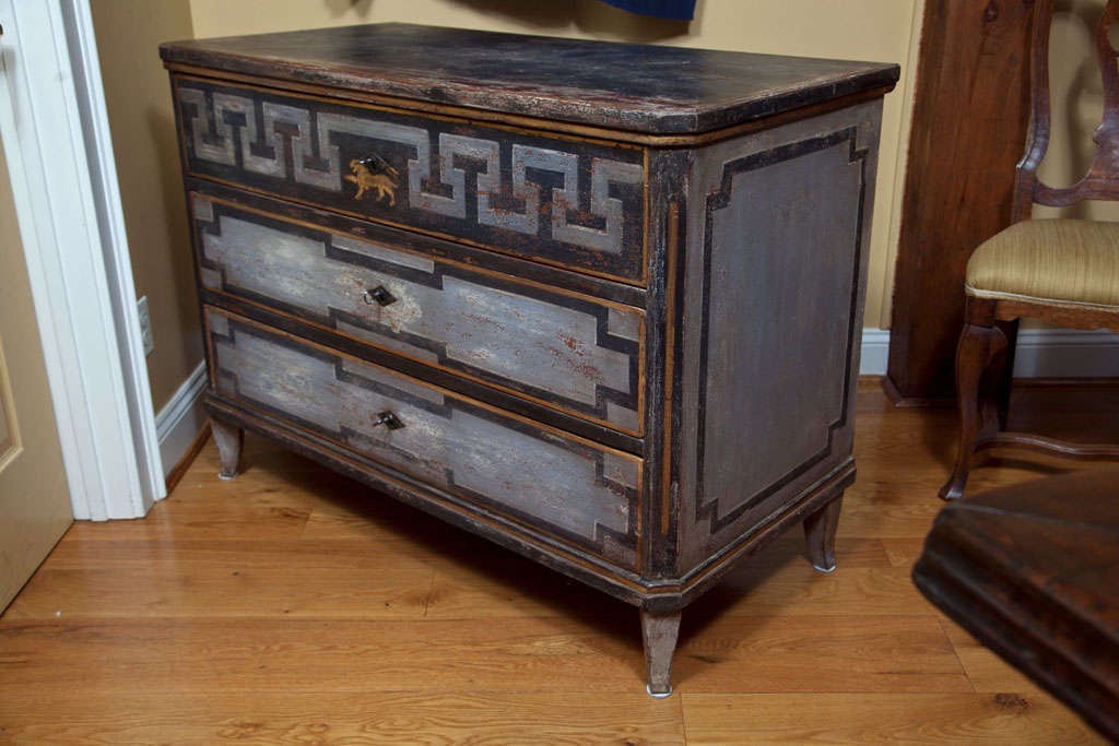 Pine Large early 19th century  Continental Painted  Chest of Drawers