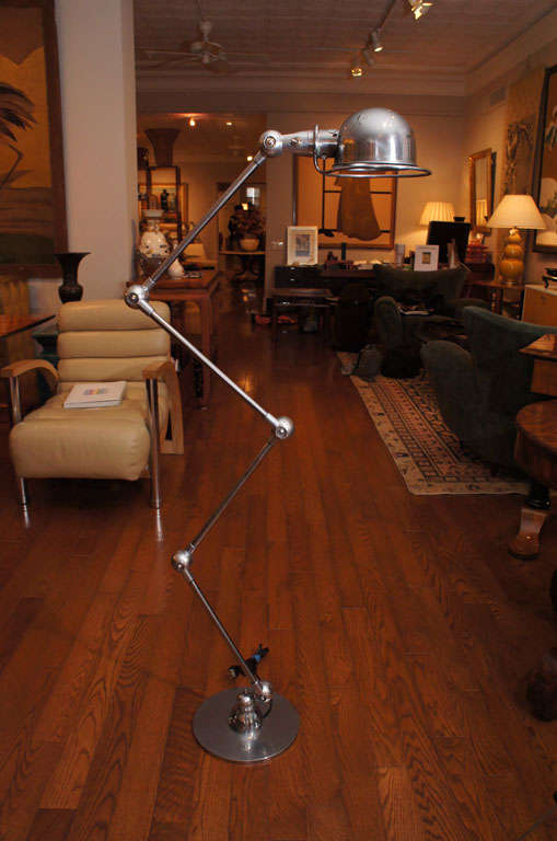 Pair of French Jielde zig-zag floor lamps.