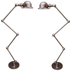 Pair of French Jielde zig-zag floor lamps.