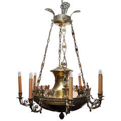 German Neo-Classical Bronze 8-Light Chandelier, Circa 1840