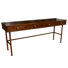 Large scale console with leather covered base
