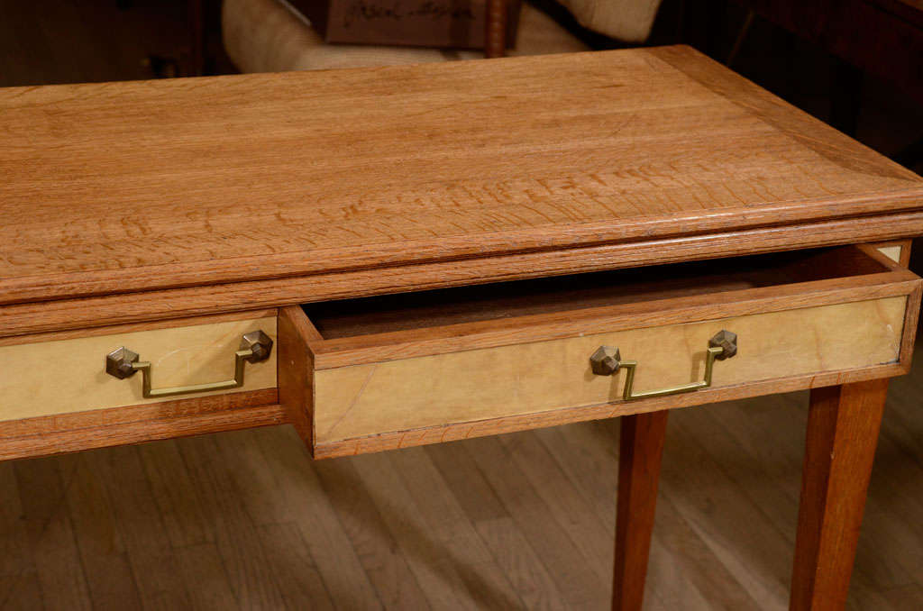 20th Century Flip-Top Console in Oak and Parchment
