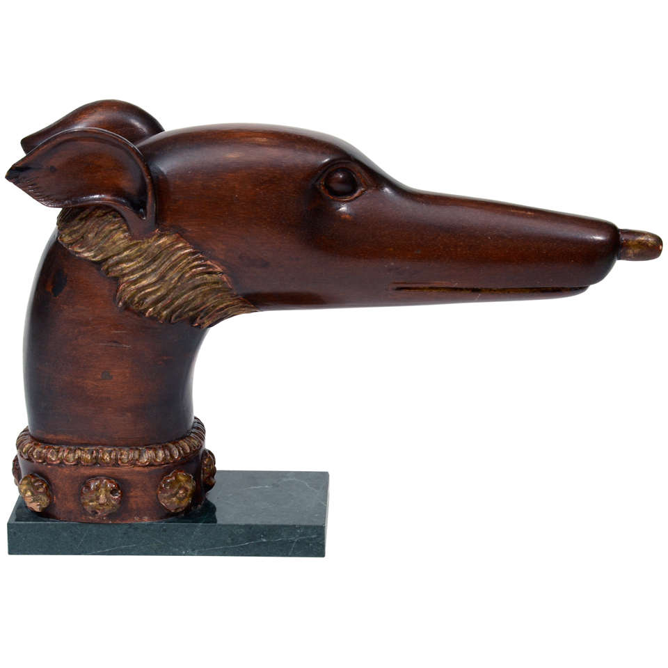 1940's Carved Surmount In The Form Of A Greyhound For Sale