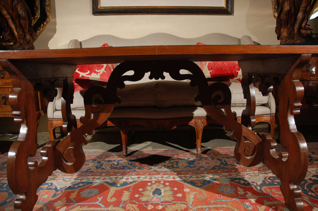 Tuscan Trestle Table with Inlaid Top 2