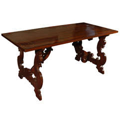 Tuscan Trestle Table with Inlaid Top