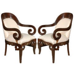 Pair of 19th Century Steel Inlaid Armchairs 7