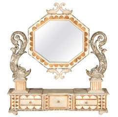 Antique Venetian, Alabaster Vanity Mirror