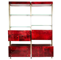 Goat Skin Lacqued Bookcase By Aldo Tura