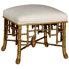 French Gilt Upholstered Stool 5