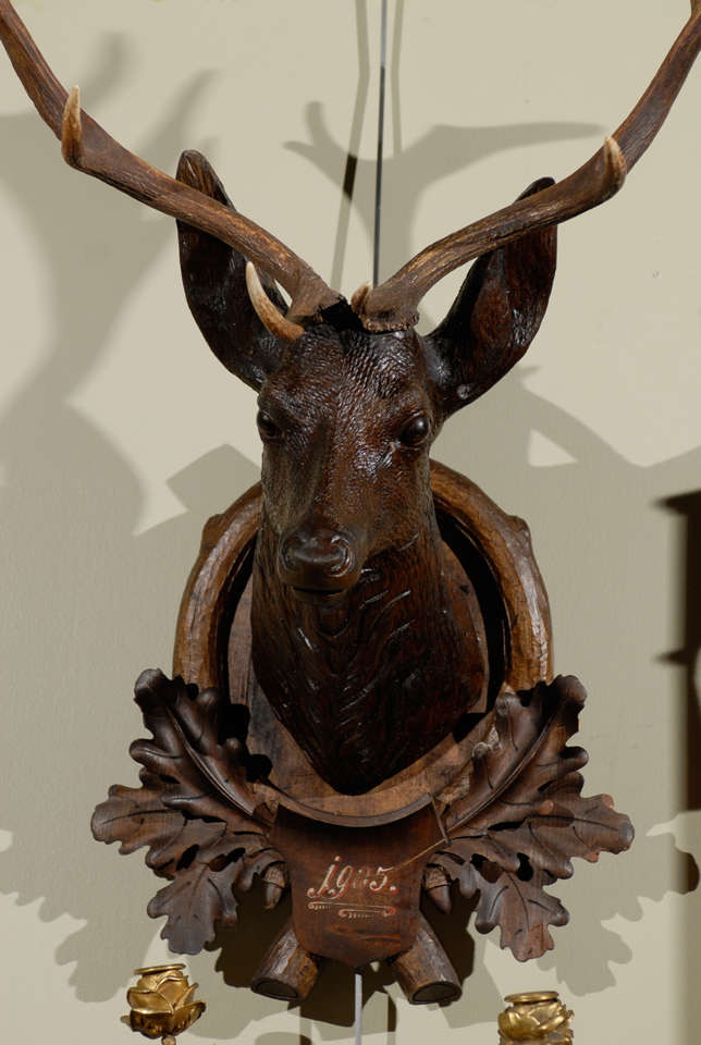 Carved Black Forest Stag Head 1