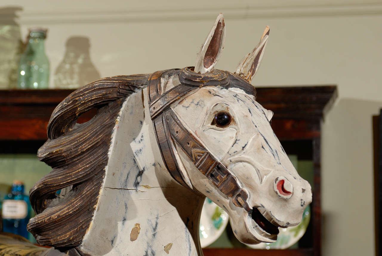20th Century Antique French Painted Carousel Horse