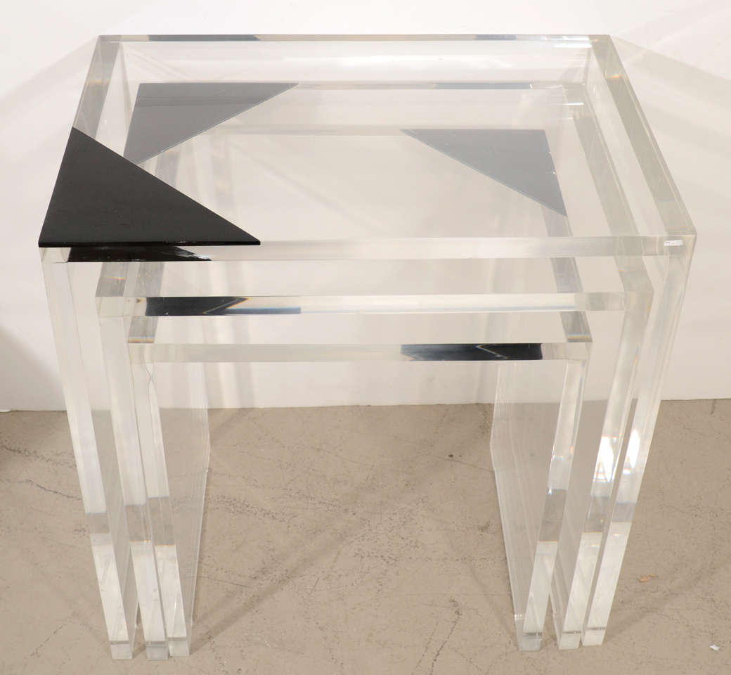 Late 20th Century Lion in Frost Lucite Nesting Tables