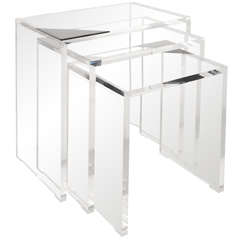 Lion in Frost Lucite Nesting Tables