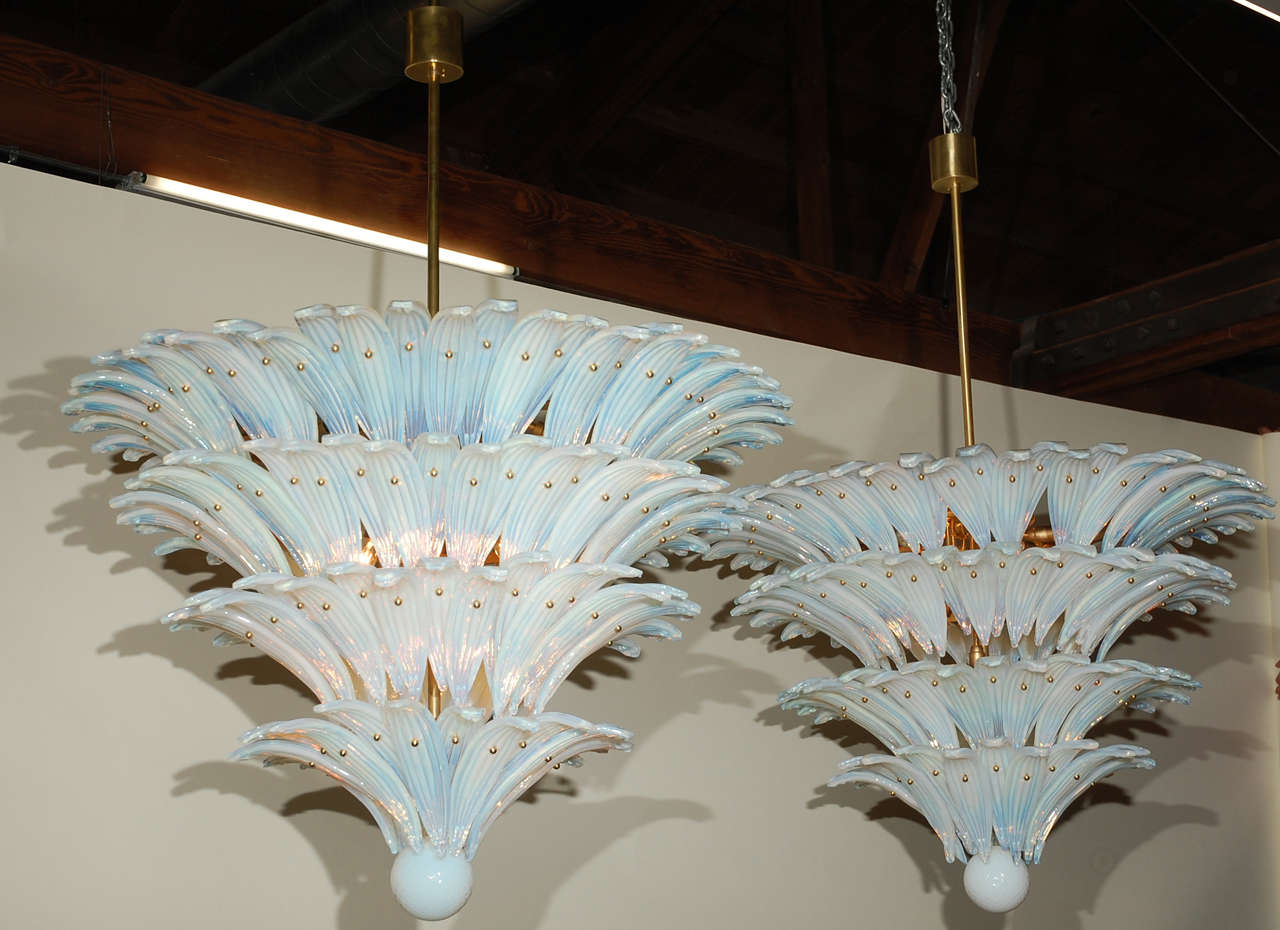 Pair of Mazzega 'Palmette' Chandeliers
