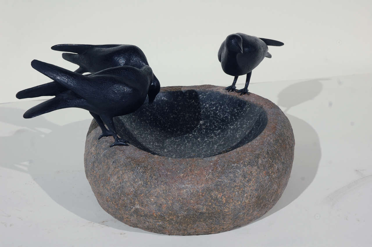 Bronze and Granite Bird Bath