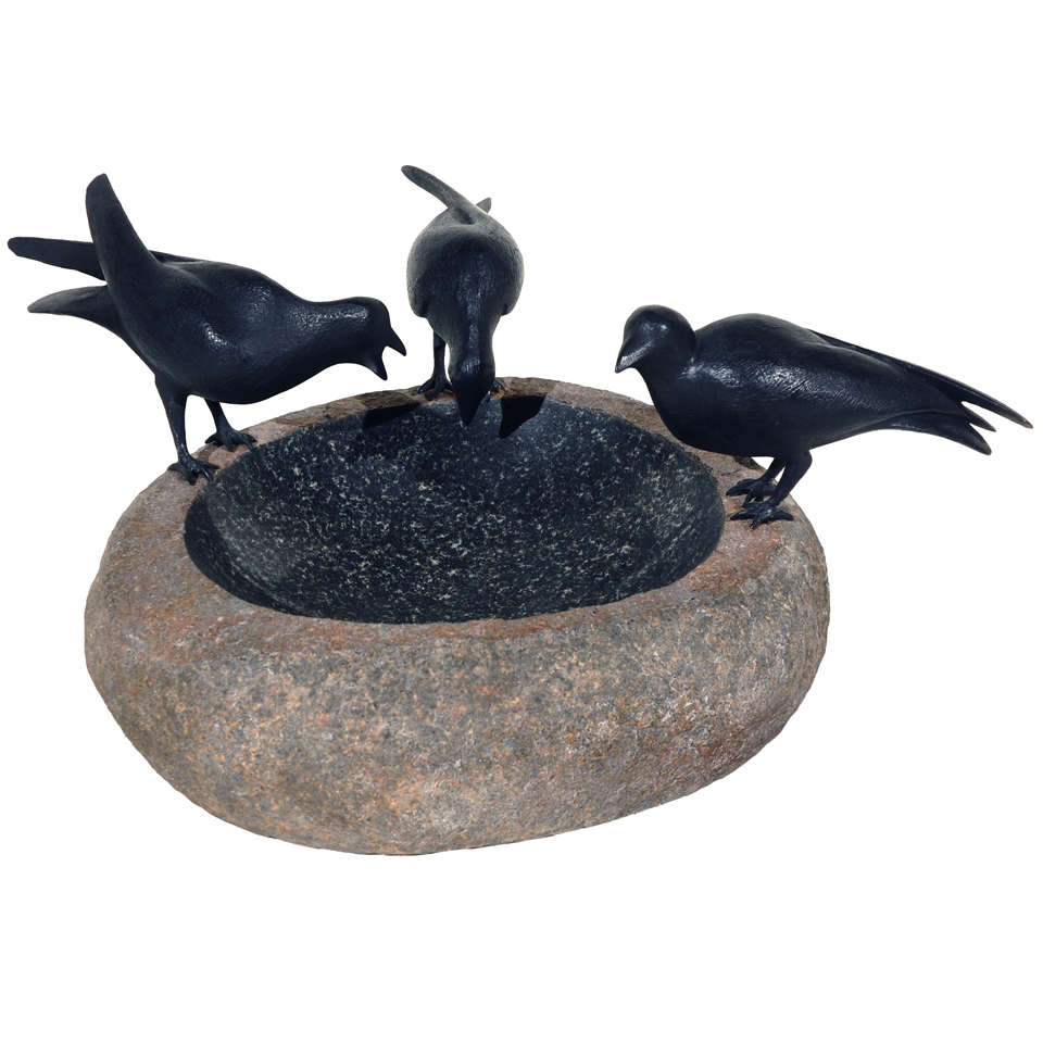 Bronze and Granite Bird Bath at 1stDibs
