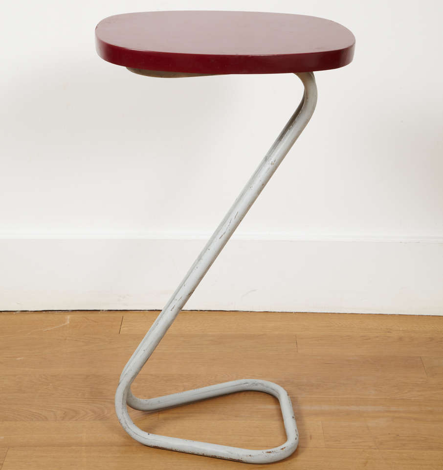 One Red Sellette Side Table by André Bloc 1951 In Good Condition For Sale In Paris, FR