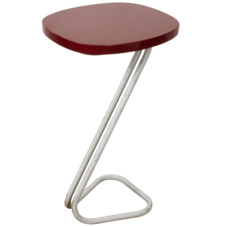 One Red Sellette Side Table by André Bloc 1951 For Sale